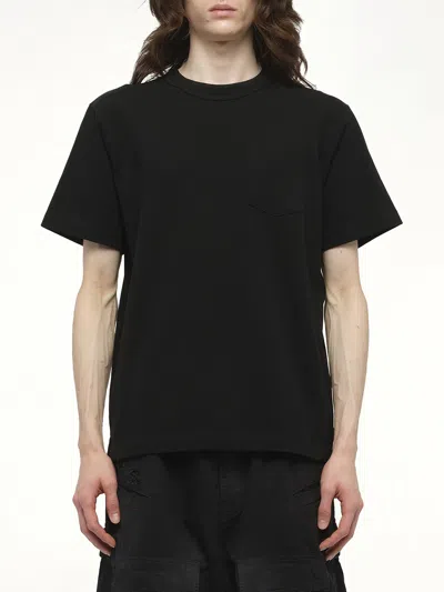SACAI MEN'S SIDE ZIP COTTON T-SHIRT