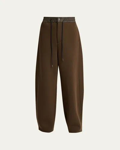 Sacai Men's Sponge Barrel-leg Sweatpants In Brown