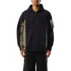 Sacai Men's Sponge Sweat Nylon Twill Zip Hoodie In Navy/khaki