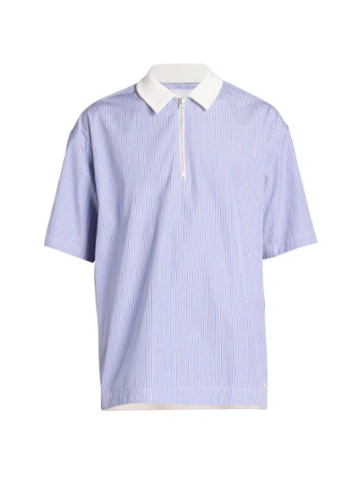 Sacai Men's Thomas Mason Cotton Poplin Short-sleeve Top In Light Blue Stripe