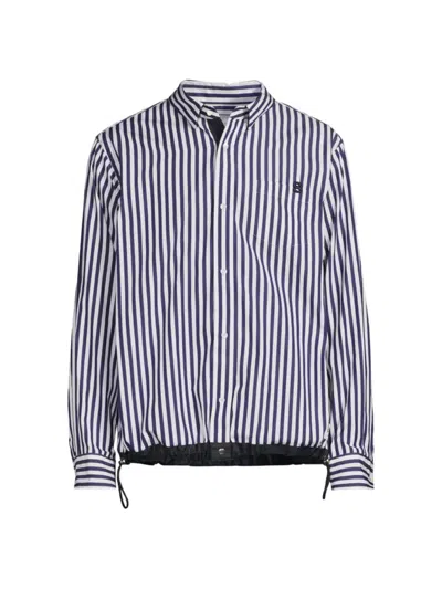 Sacai Men's Thomas Mason Striped Cotton Poplin Shirt In Navy Stripe