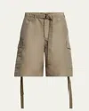 Sacai Men's Twill Cargo Strap Shorts In Taupe