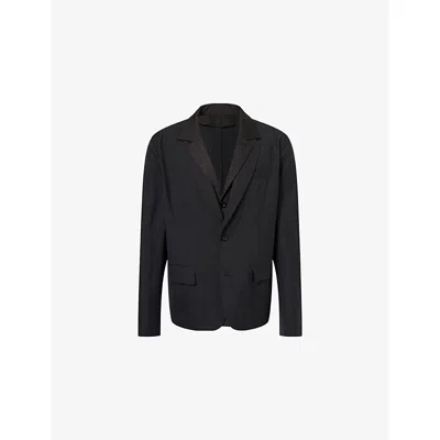Sacai Mens Black Chalk Stripe Double-collar Woven Blazer