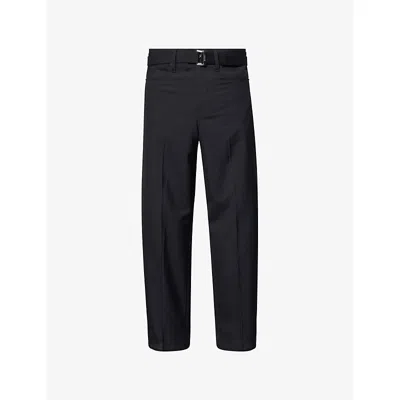 Sacai Mens  Classic Straight-leg Wool-blend Suiting Pants In Black
