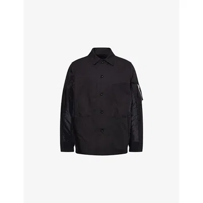 Sacai Mens Black Long-sleeve Cotton Oxford Jacket