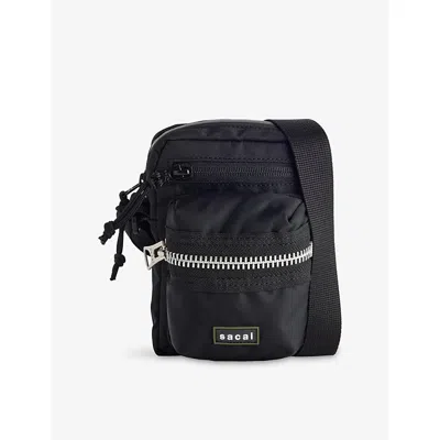 Sacai Mens Black Pocket Pouch Woven Cross Body Bag