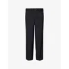 Sacai Mens Black Straight-leg Belted Wool And Cupro Suiting Trousers