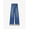 Sacai Mens Blue Sac X Levi's Folded-cuffs Belted Denim Pants