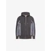 Sacai Mens C Gray X C Gray Contrast-panel Woven Hoody In Multi
