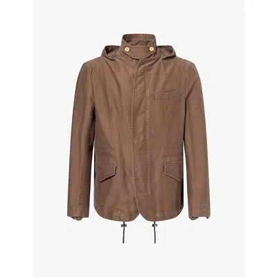 Sacai Mens Flap-pocket Cotton Jacket Brown