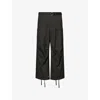 Sacai Mens Khaki Checked Straight-leg Wool Trousers In Black