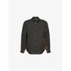 Sacai Mens Khaki Glen Checked Wool-blend Shirt In Brown