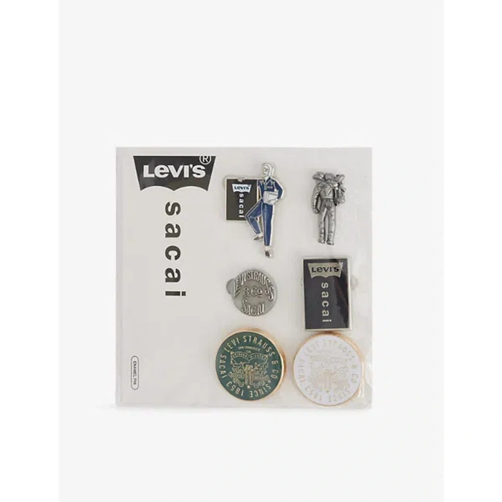 Sacai Mens Multi X Levi's Set B Bronze Enamel Pins Pack Of Six