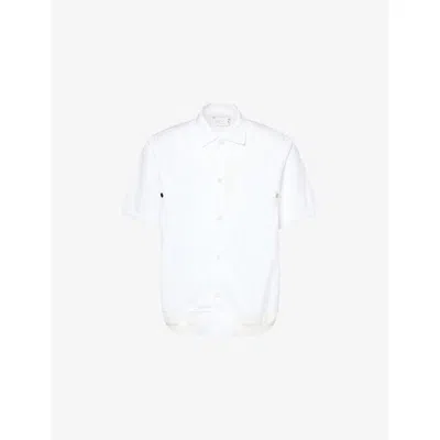 Sacai Mens Off White Collared Short-sleeve Cotton-poplin Shirt