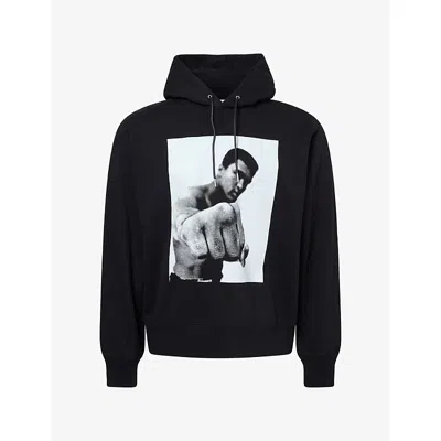 Sacai Muhammad Ali Graphic-print Oversized Hoodie In Black