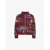 Sacai Patterned Knit Cardigan With Double-slider Zipper In Bordeaux