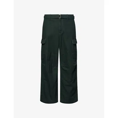 SACAI MENS GREEN SACAI X CARHARTT WIP DUCK COTTON TROUSERS