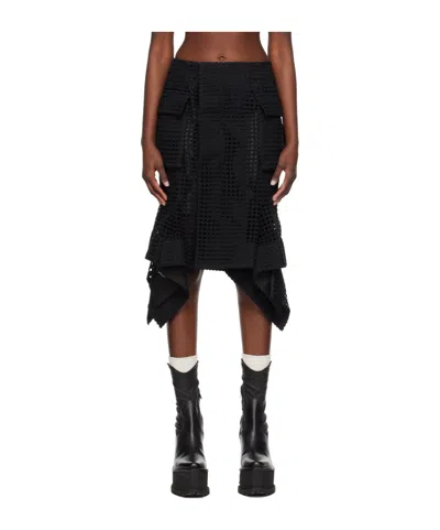 Sacai Mesh Design Half-length Skirt In Black