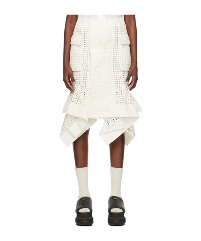 Sacai Mesh Design Half-length Skirt In White