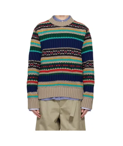 Sacai Multicolor Mesh Knit Sweater In 926 Multi