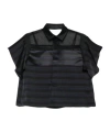 Sacai Mesh Striped Blouse In Black