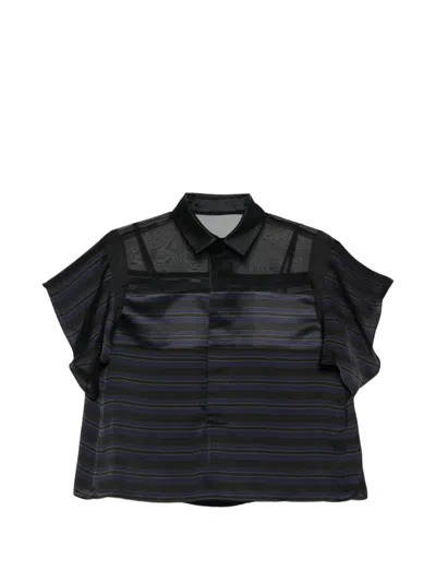Sacai Mesh Striped Blouse In Multi