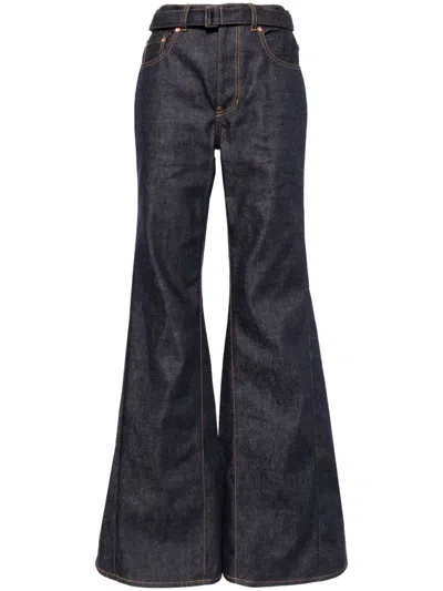 SACAI MID-RISE FLARED JEANS