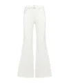 Sacai High-waisted Belted Flared Jeans In White