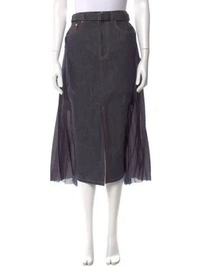 Pre-owned Sacai Midi Length Skirt In Blue