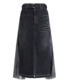 Sacai Midi Skirt In Black