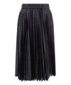 Sacai Pleated Grey Skirt With Denim And Soft Fabric Construction In Black