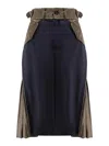 Sacai Midi Skirt In Nylon And Wool In Green