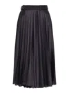 Sacai Pleated Grey Skirt With Denim And Soft Fabric Construction In Black