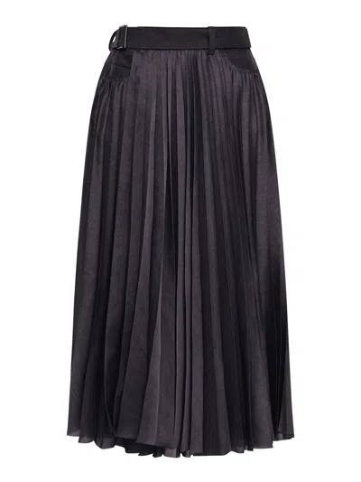SACAI MIDI SKIRT WITH DENIM INSERTS