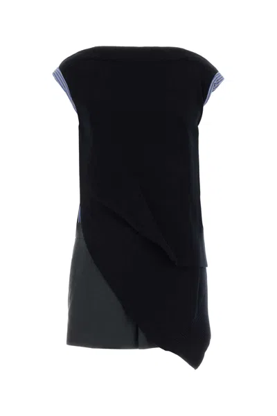 Sacai Midnight Blue Cotton Blend Jumpsuit In Black