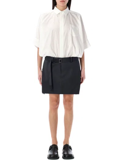 Sacai Mini Combo Dress In Black White