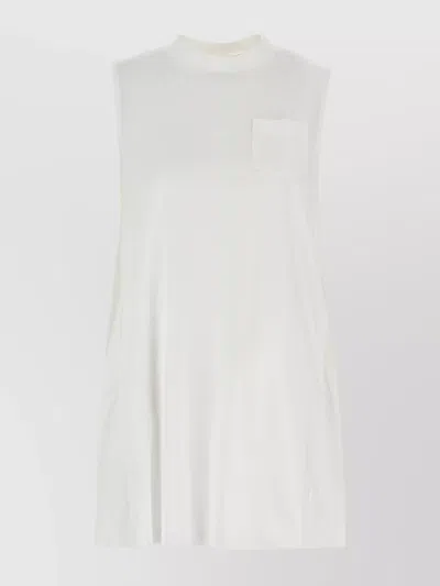 Sacai Mini Dress In Cotton In White