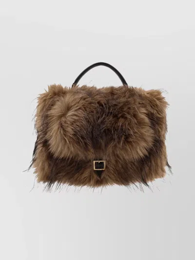 SACAI MINI HANDBAG WITH FAUX FUR TEXTURE