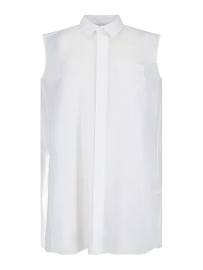 Sacai Mini  Shirt Dress In White