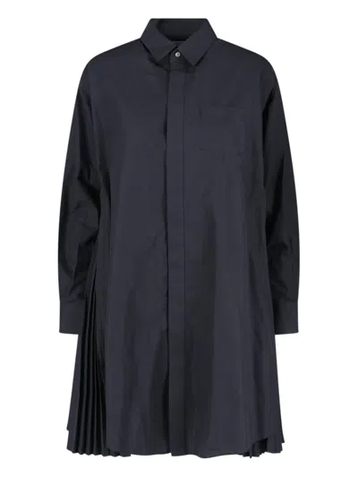 Sacai Mini Shirt Dress In Black