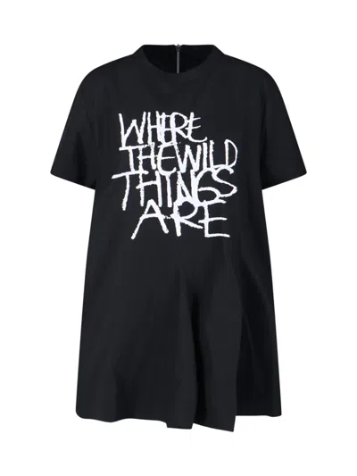 Sacai Mini T-shirt Dress In Black