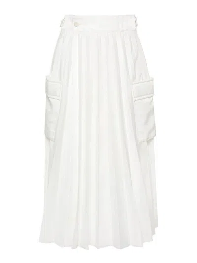 Sacai Twill Skirt In White