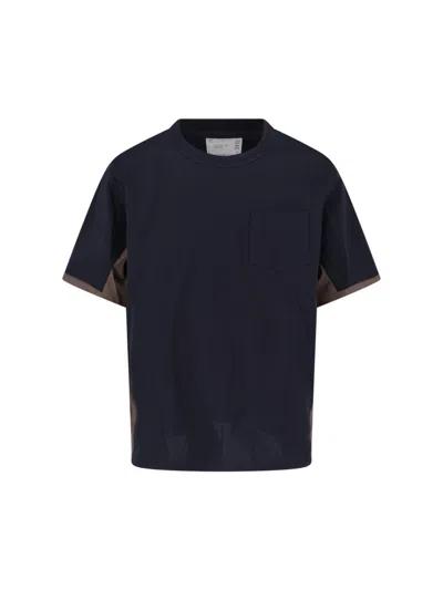 Sacai Minimalist White Crew Neck T-shirt With Relaxed Fit In Blue