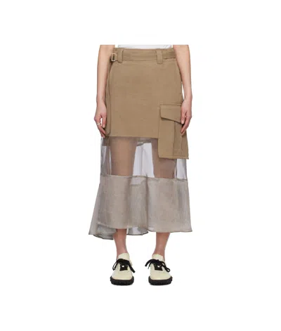 SACAI MIX DENIM MAXI SKIRT
