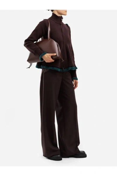 Sacai Mix Trousers In Brown