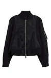 Sacai Mixed Media Bomber Jacket In Black