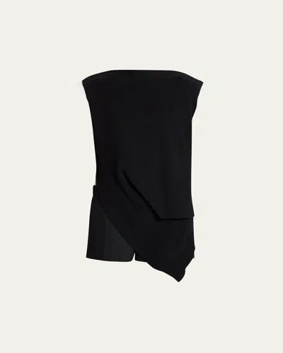 Sacai Mixed-media Cap-sleeve Illusion Mini Dress In Black