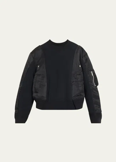 SACAI MIXED-MEDIA COLORBLOCK SWEATSHIRT
