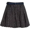 Sacai Mixed Media Denim & Tweed Shorts In Blue/navy
