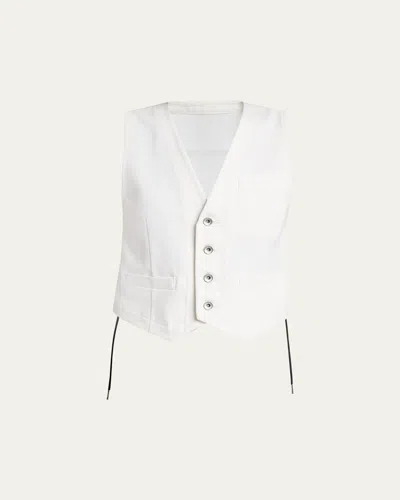 Sacai Mixed-media Denim Vest In White